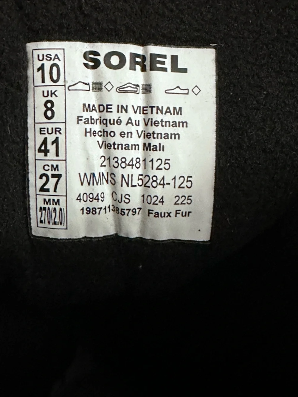 Sorel Whitney III Tall Waterproof Boot Women’s Size 10 Sea Salt/Black